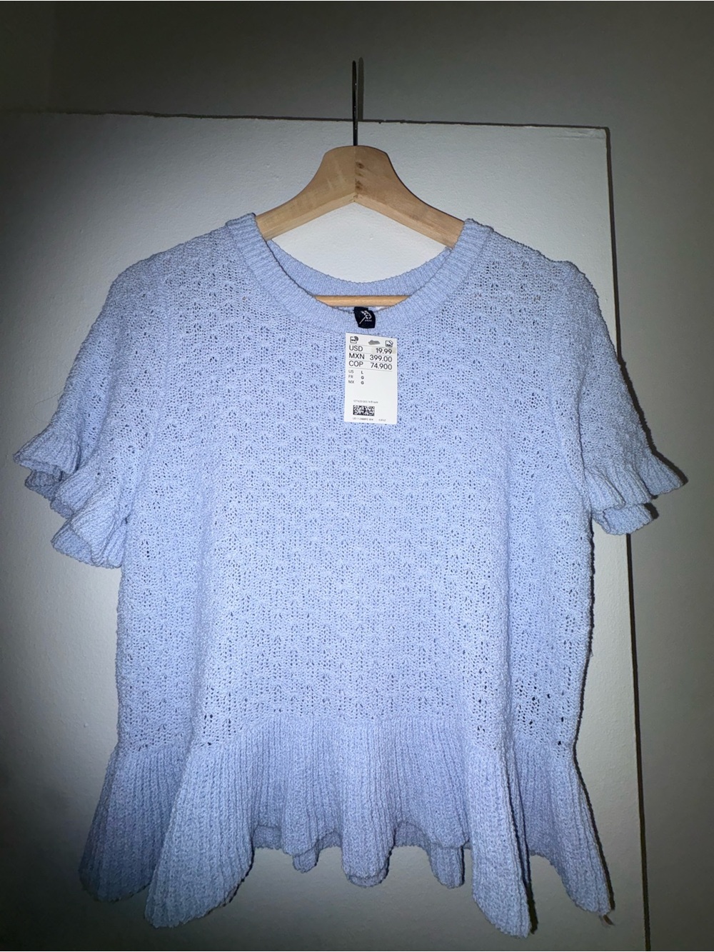 H&M Light Blue Ruffle Hem Knit Top - Picture 5 of 6
